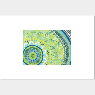 Blue and Sage Mandala Posters and Art